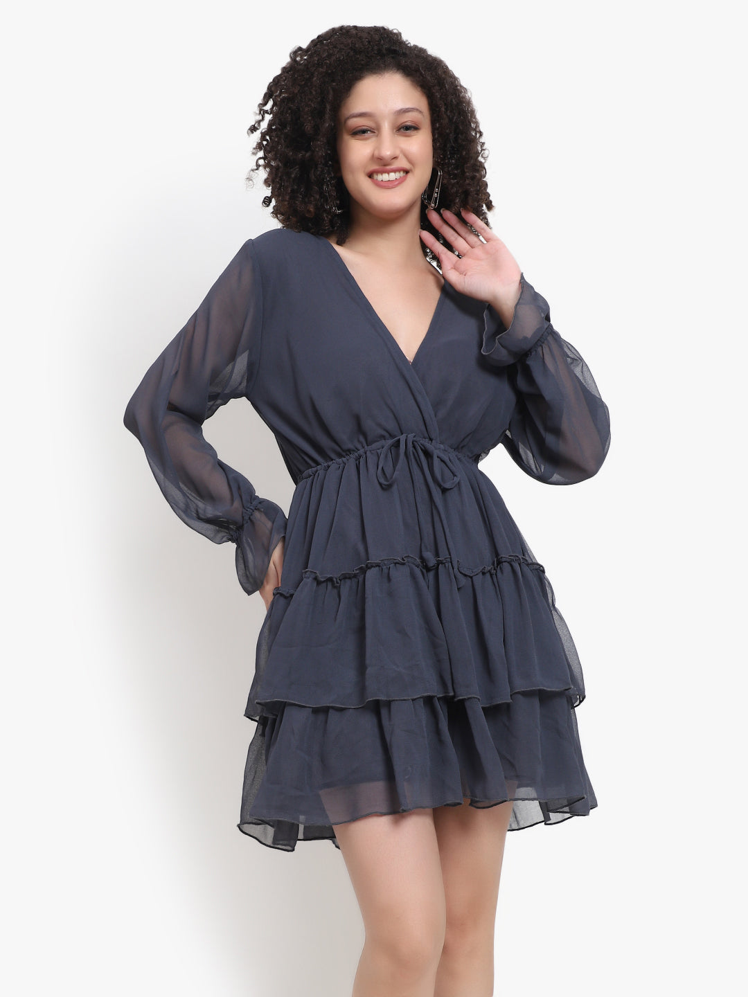 Solid 3-Tier Wrap Dress Manufacturer & Exporter