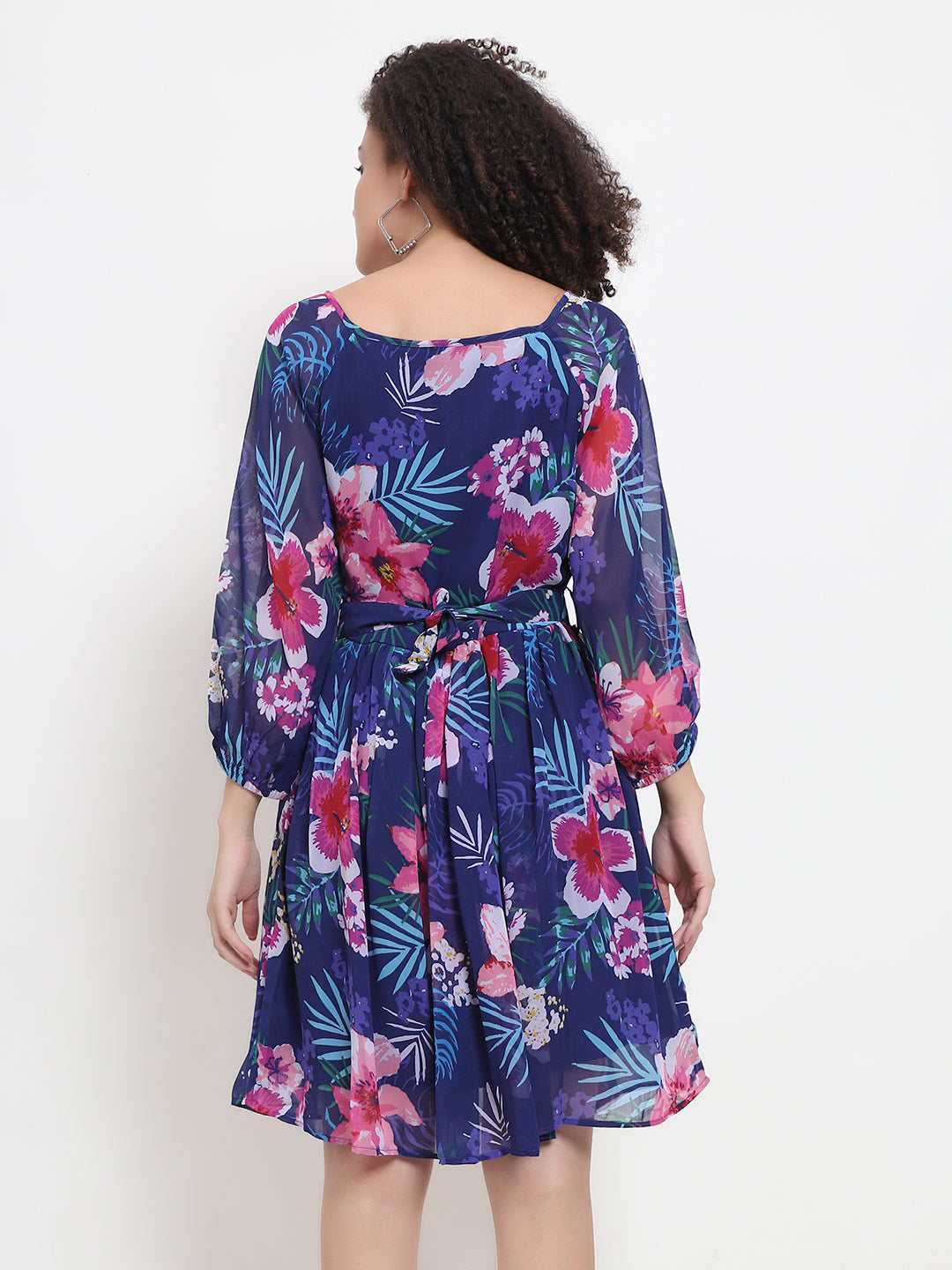 Printed Chiffon Short Dress