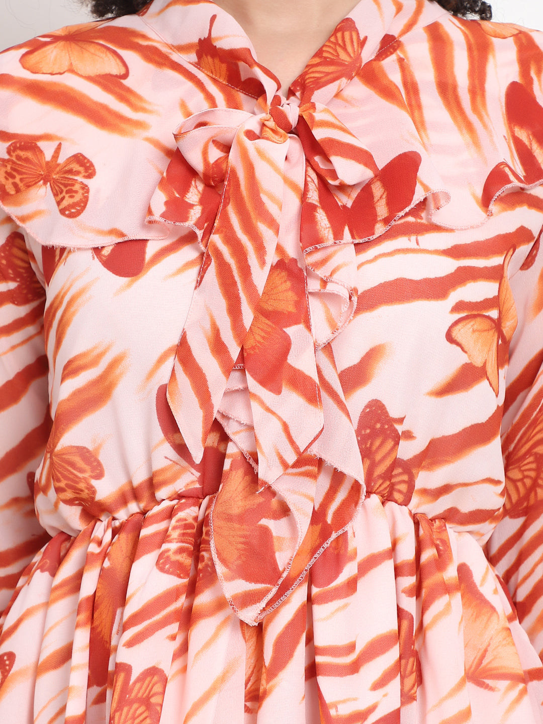 Printed Bow Tie Neck Dress Manufacturer & Exporter