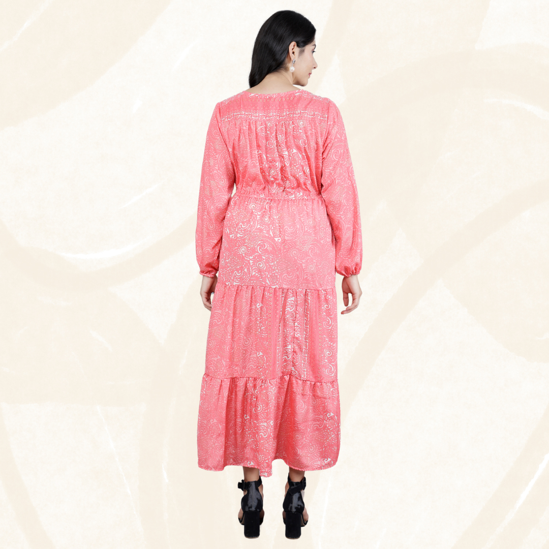 Boho Sun Dress in Poly Art Silk & Viscose – Summer Maxi by Olizzo