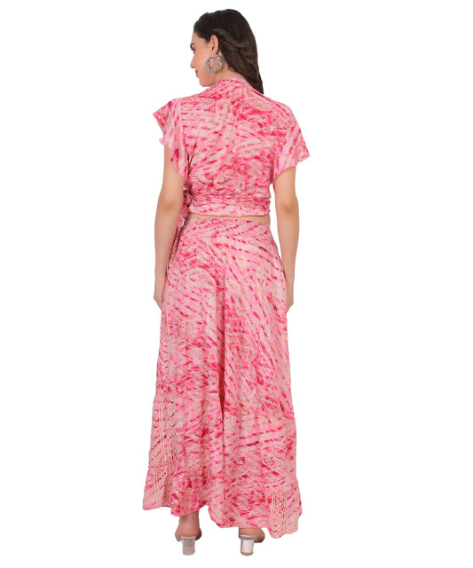 Elegant Silk Co-ord Set Manufacturer | Ibiza Party Top & Skirt Exporter - Olizzo India