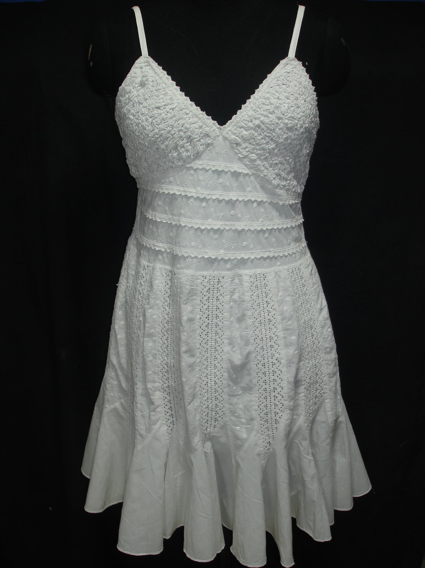 Women’s Cotton Embroidered Flared Dress with Spaghetti Straps