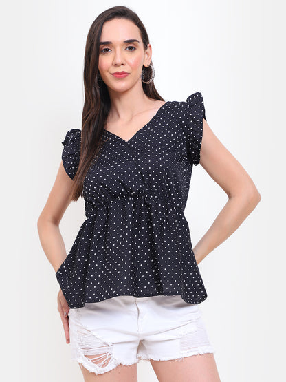 Polka Dot Flare Top