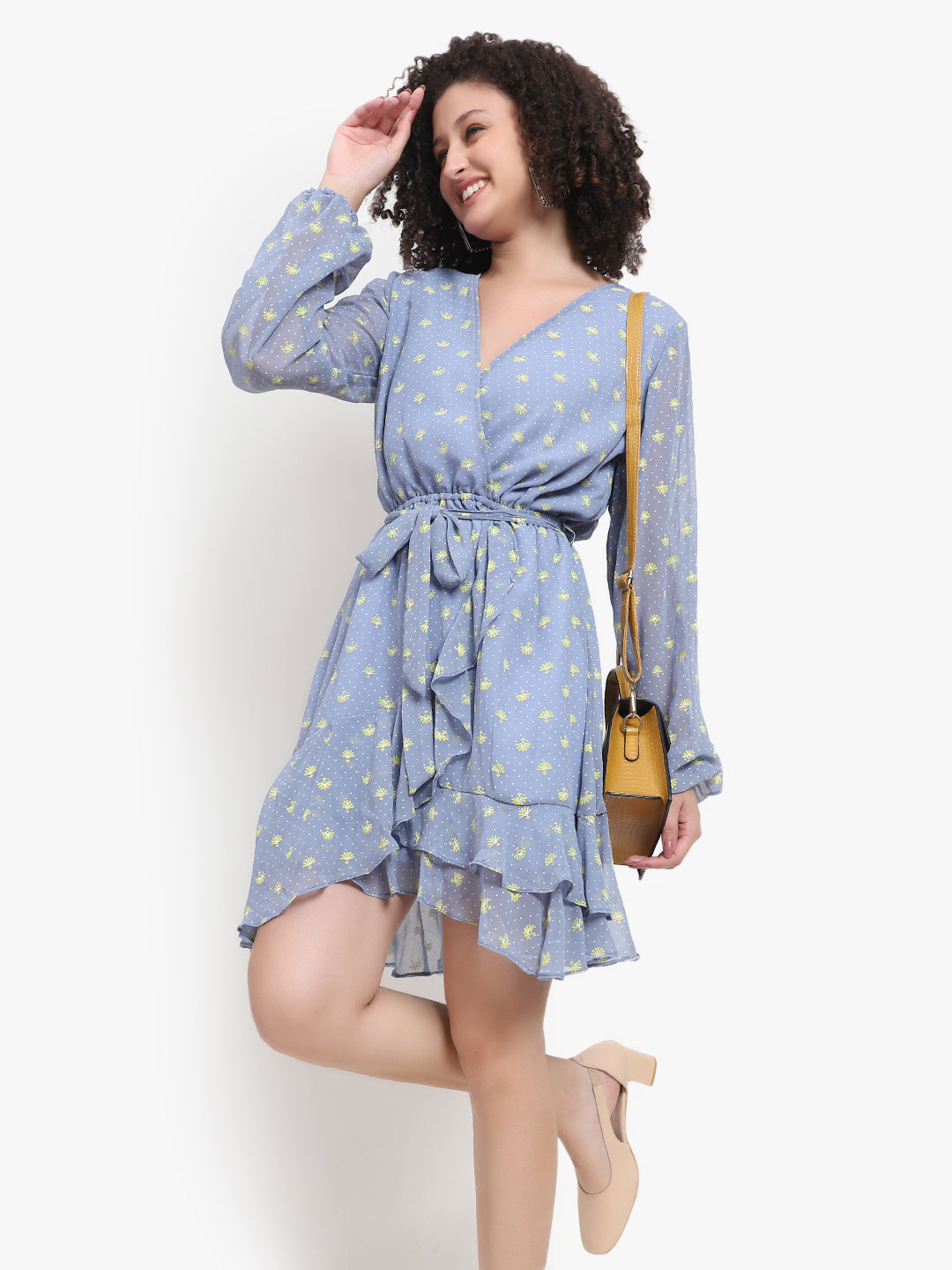 Blue Blossom Wrap Dress