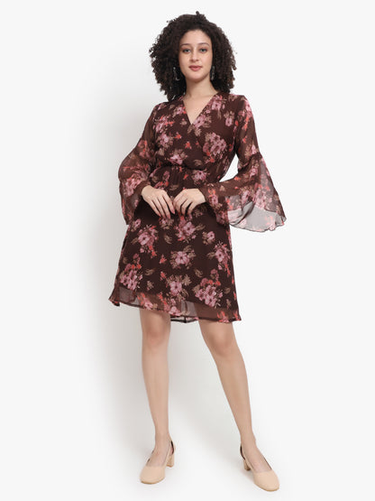 Vestido de georgette con estampado floral