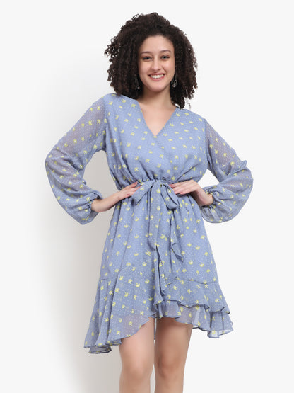 Blue Blossom Wrap Dress