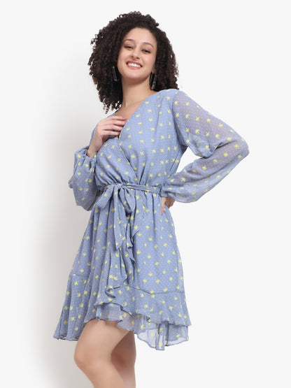 Blue Blossom Wrap Dress