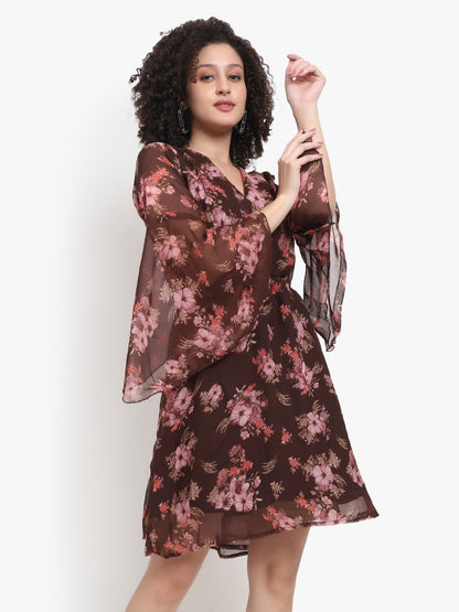 Vestido de georgette con estampado floral