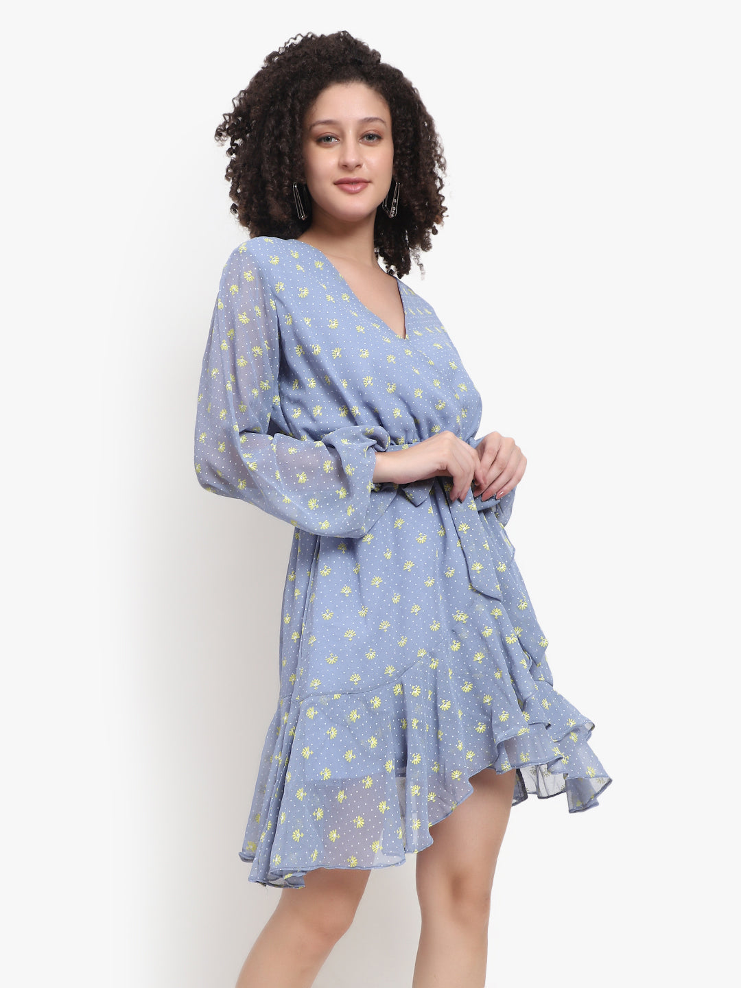 Blue Blossom Wrap Dress