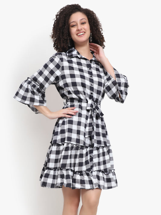 City Check Swing Dress