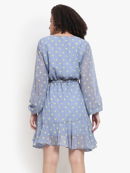 Blue Blossom Wrap Dress