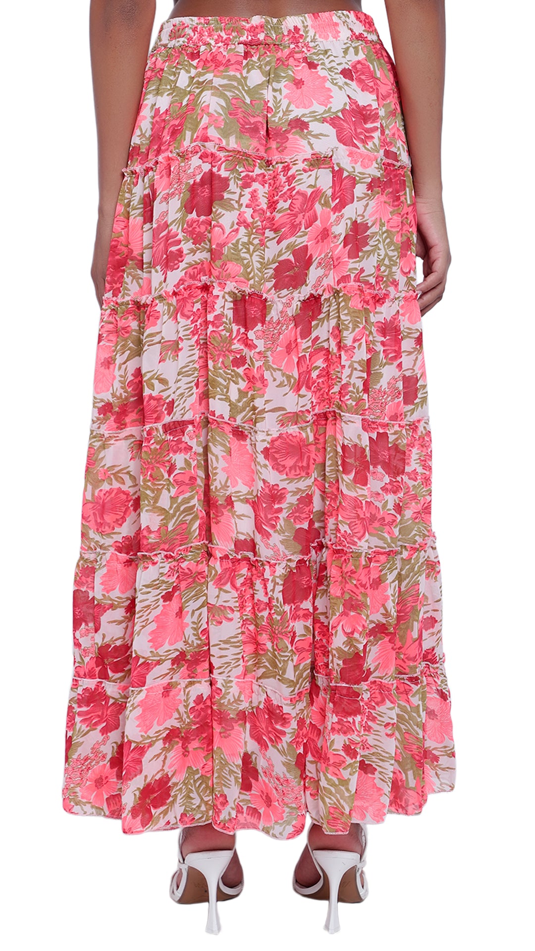 Printed 6-Tiered Long Skirt