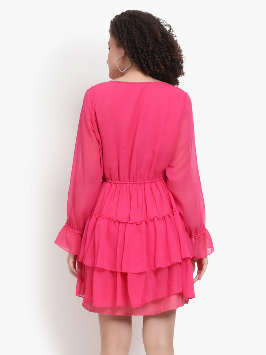 Solid 3-Tier Wrap Dress Manufacturer & Exporter