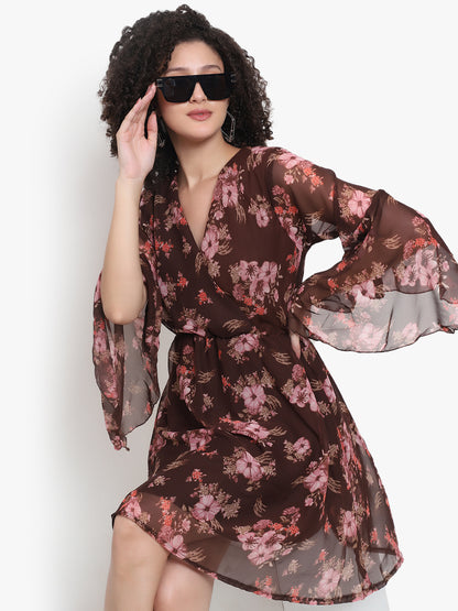 Vestido de georgette con estampado floral