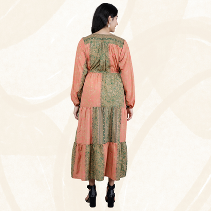 Regal Art Silk Long Dress orange