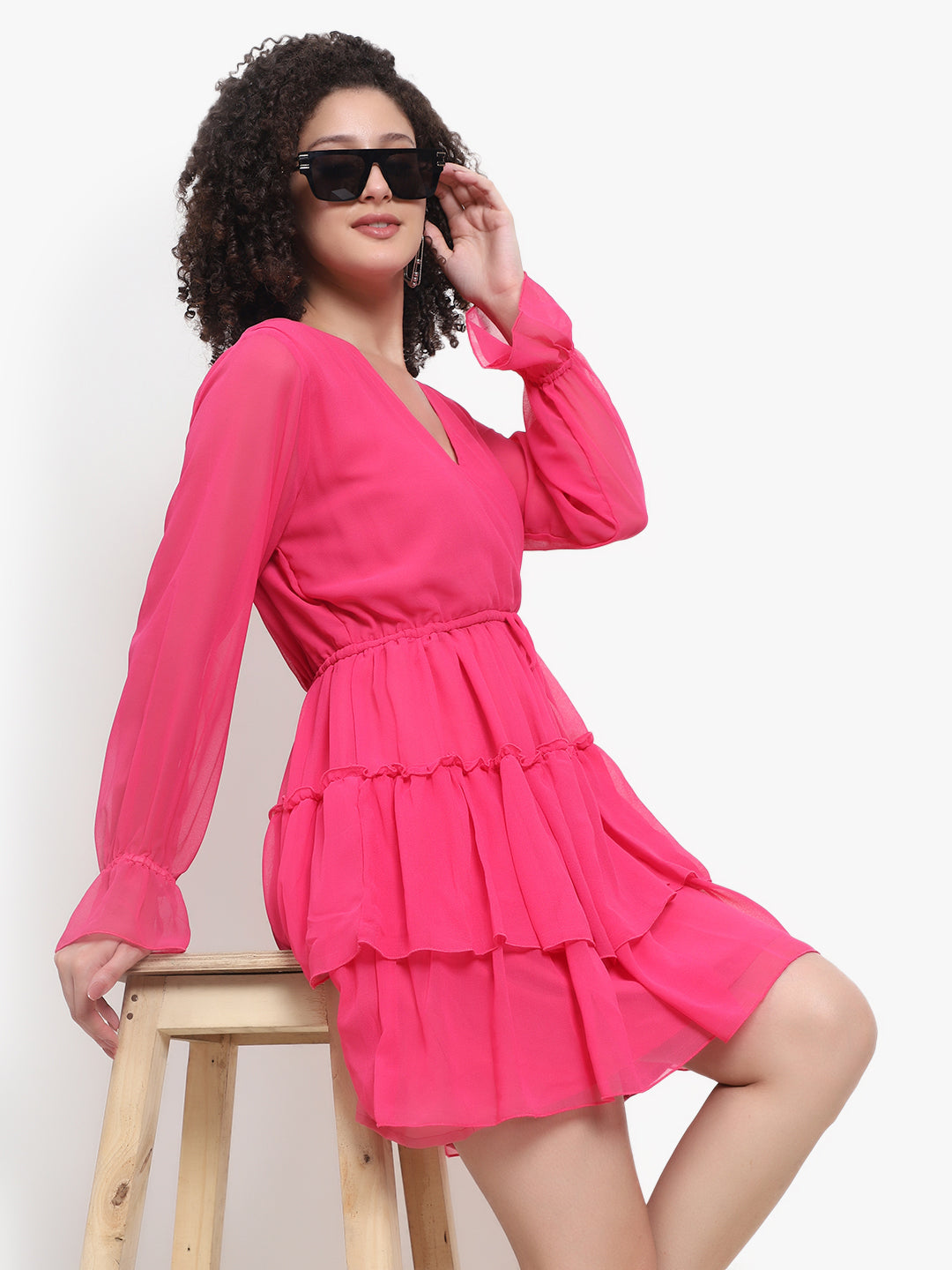 Solid 3-Tier Wrap Dress Manufacturer & Exporter