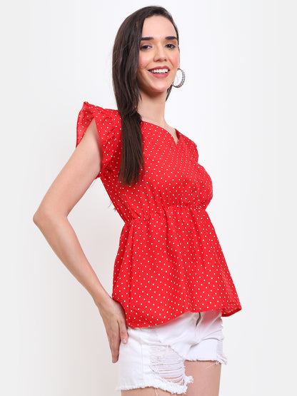 Polka Dot Flare Top