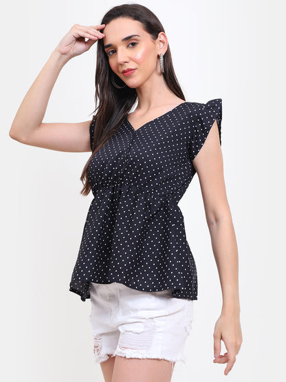 Polka Dot Flare Top