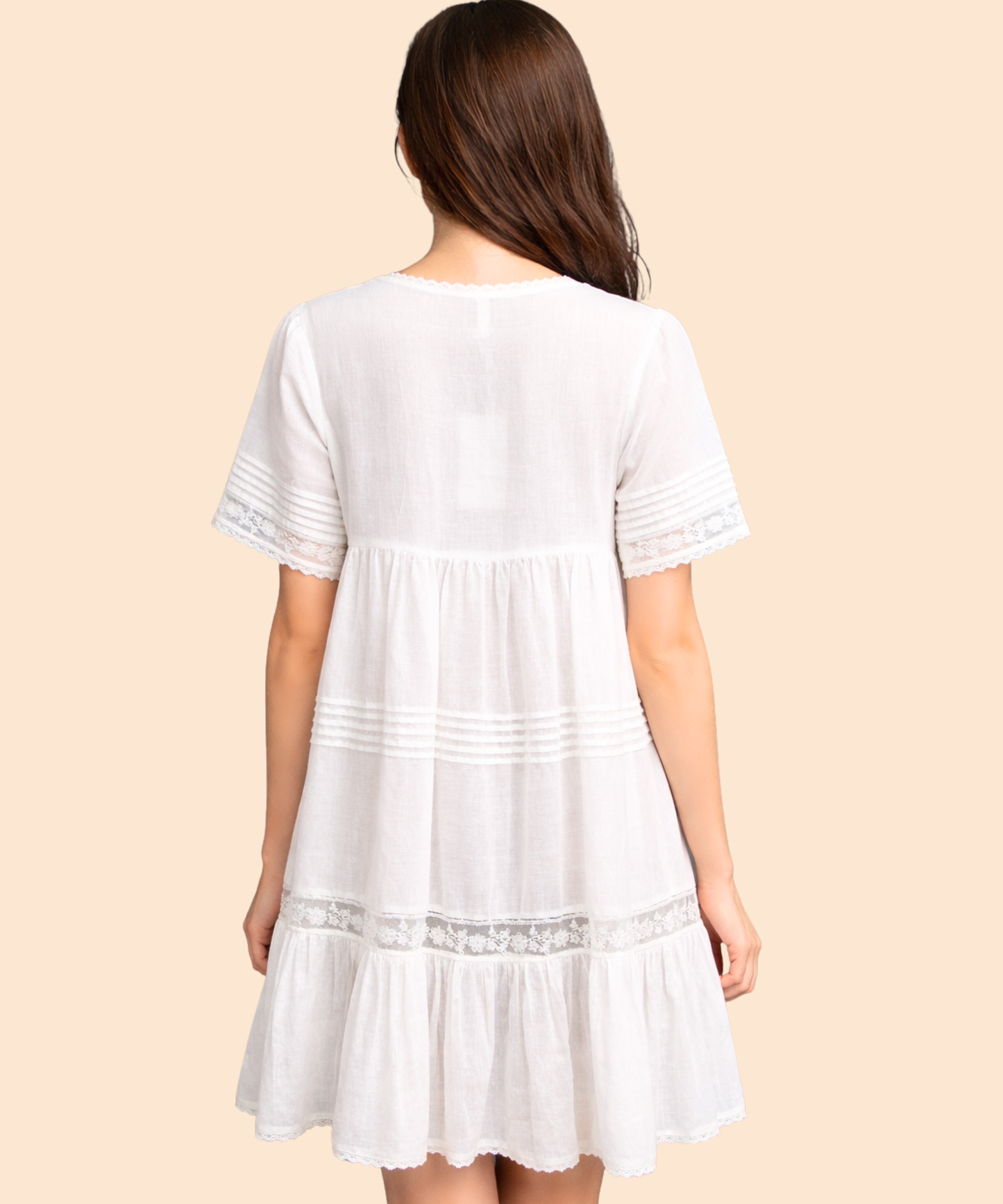 Women’s Cotton Lace Detail Flared Dress