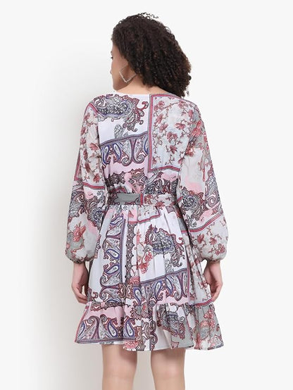 Robe portefeuille à fleurs bleues