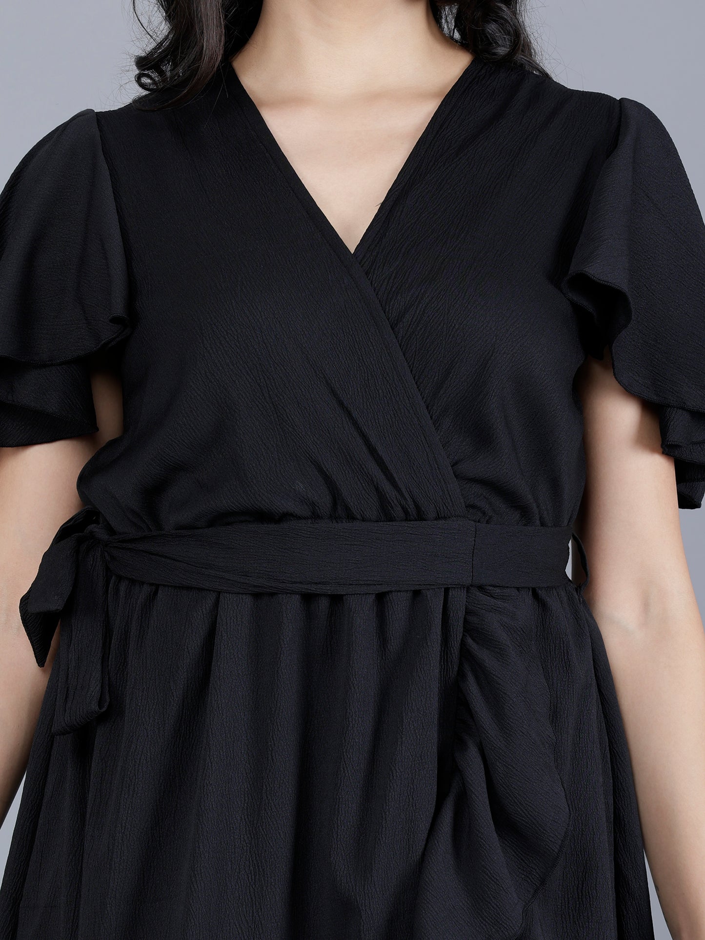 Poly Crepe Wrinkle Long Dress – Lightweight & Flowing | Olizzo