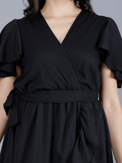 Poly Crepe Wrinkle Long Dress – Lightweight & Flowing | Olizzo