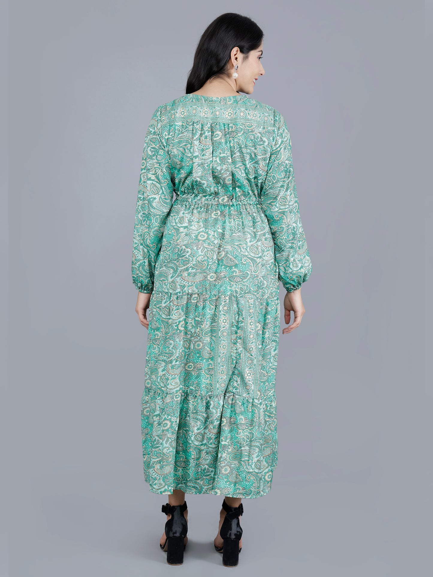 Boho Sun Dress in Poly Art Silk & Viscose – Summer Maxi by Olizzo