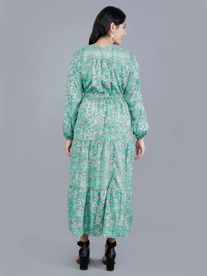 Boho Sun Dress in Poly Art Silk & Viscose – Summer Maxi by Olizzo