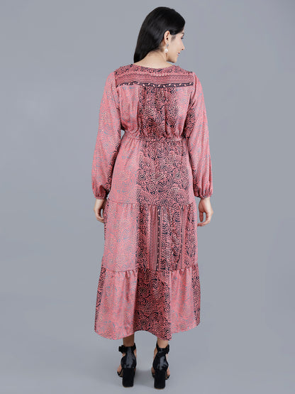 Boho Sun Dress in Poly Art Silk & Viscose – Summer Maxi by Olizzo