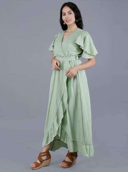 Poly Crepe Wrinkle Long Dress – Lightweight & Flowing | Olizzo