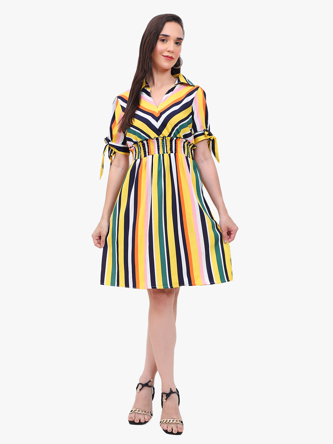 Striped Crepe Dress 62094