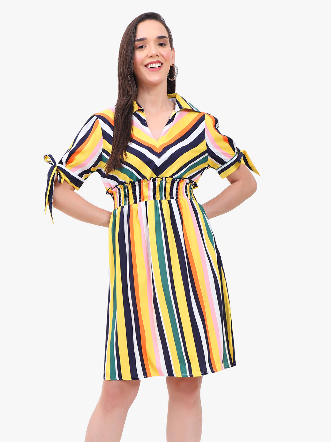 Striped Crepe Dress 62094