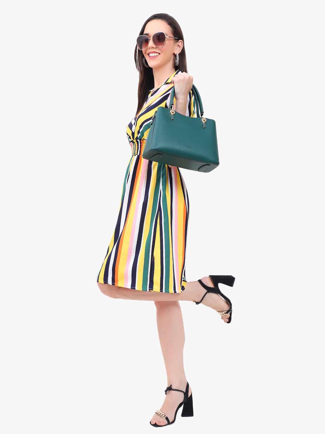 Striped Crepe Dress 62094