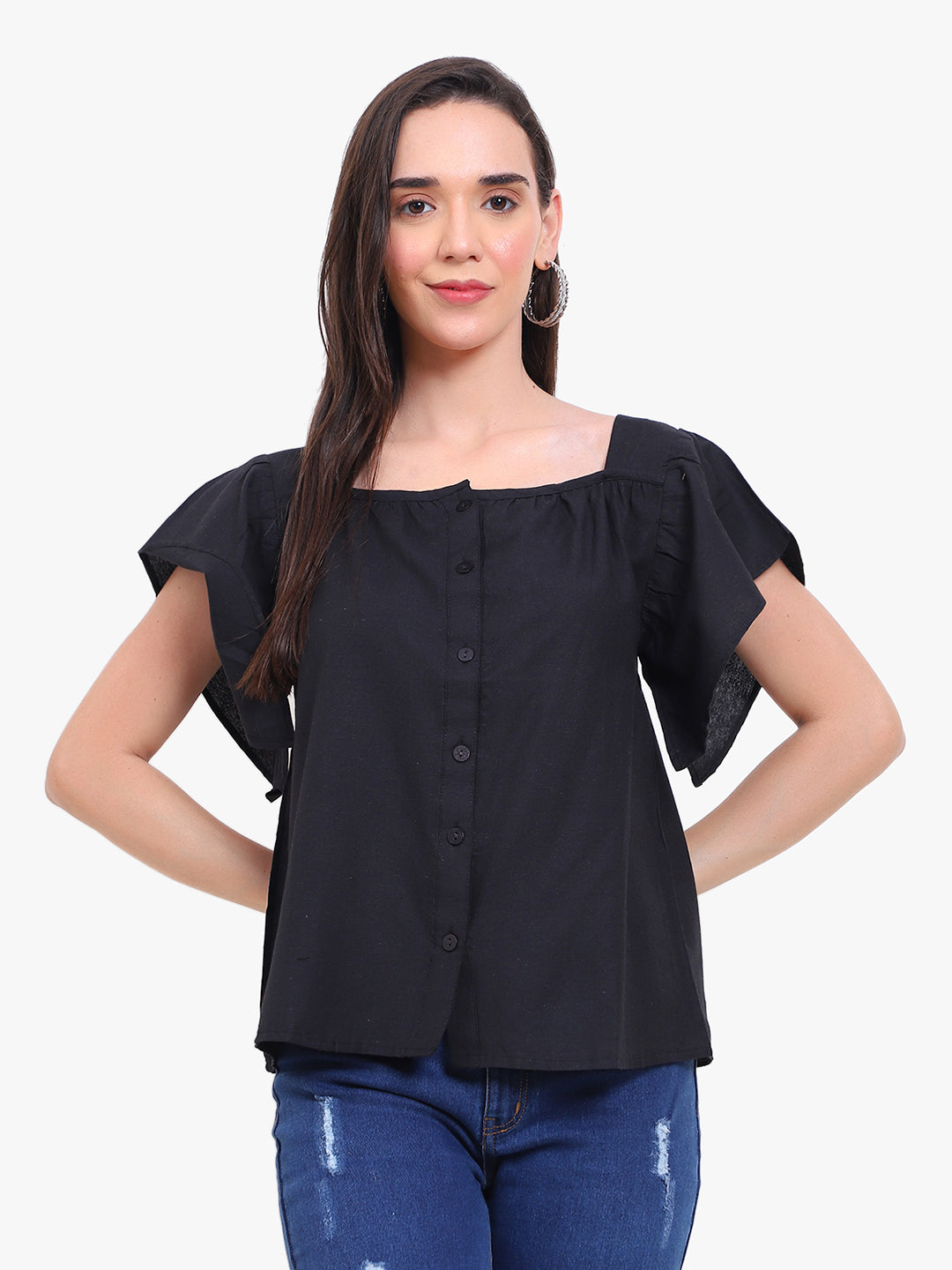 cotton button-up top