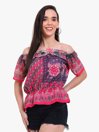 Blossom Off-Shoulder Georgette Top