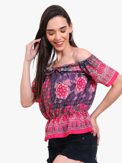 Blossom Off-Shoulder Georgette Top