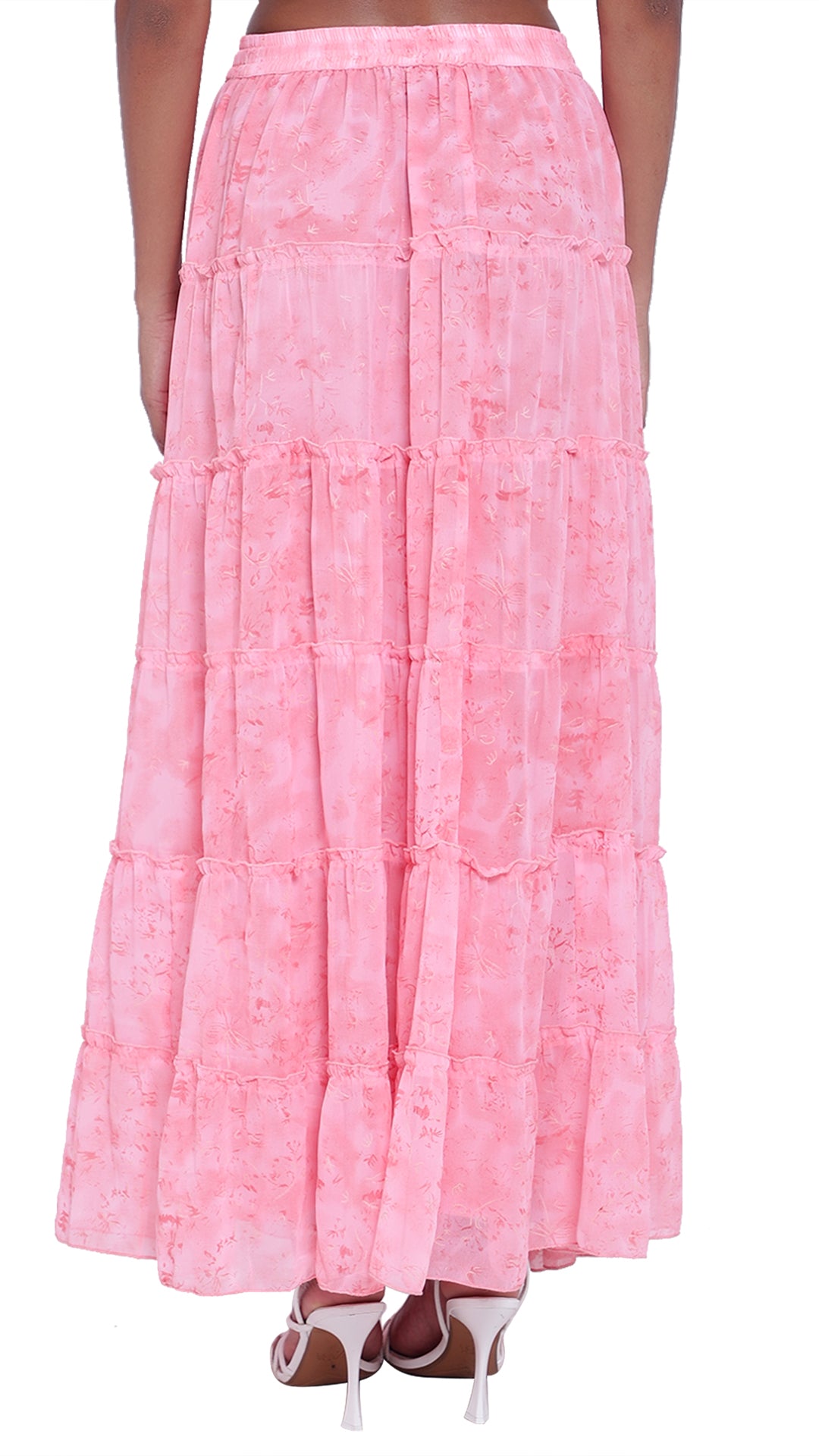 Printed 6-Tiered Long Skirt