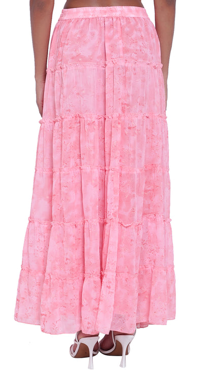 Printed 6-Tiered Long Skirt