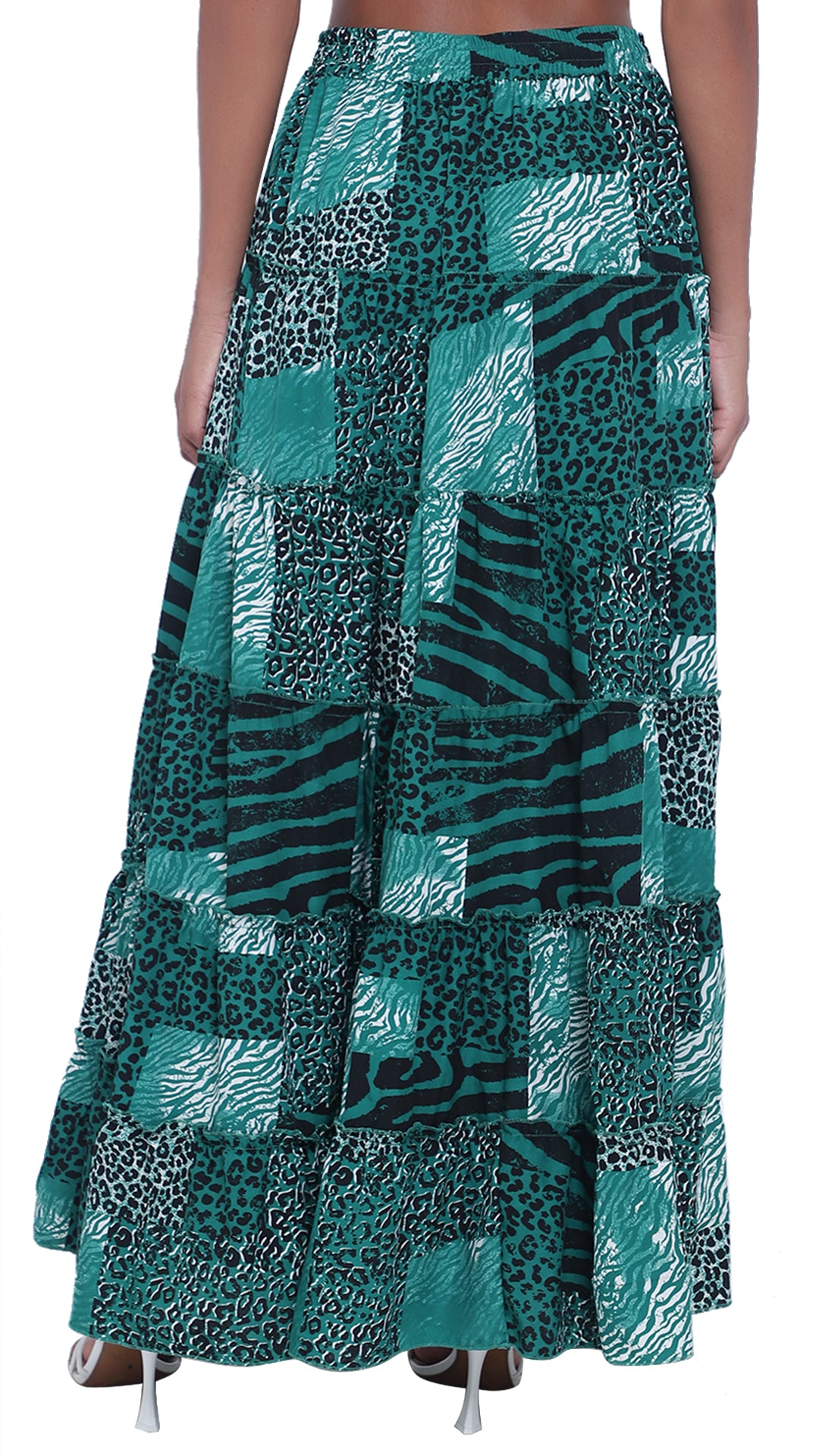 Printed 6-Tiered Long Skirt
