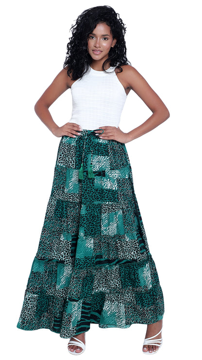 Printed 6-Tiered Long Skirt