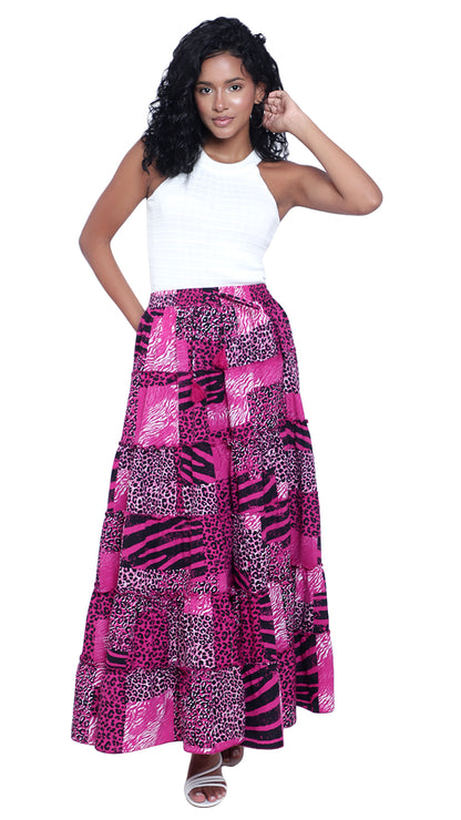 Printed 6-Tiered Long Skirt