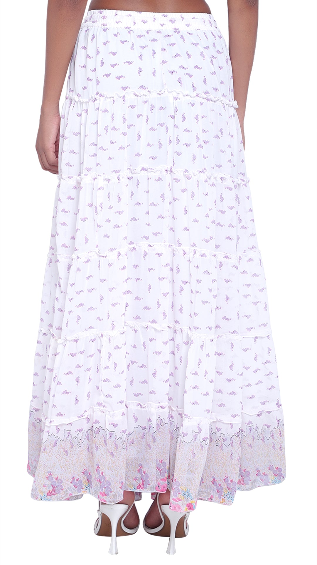 Printed 6-Tiered Long Skirt