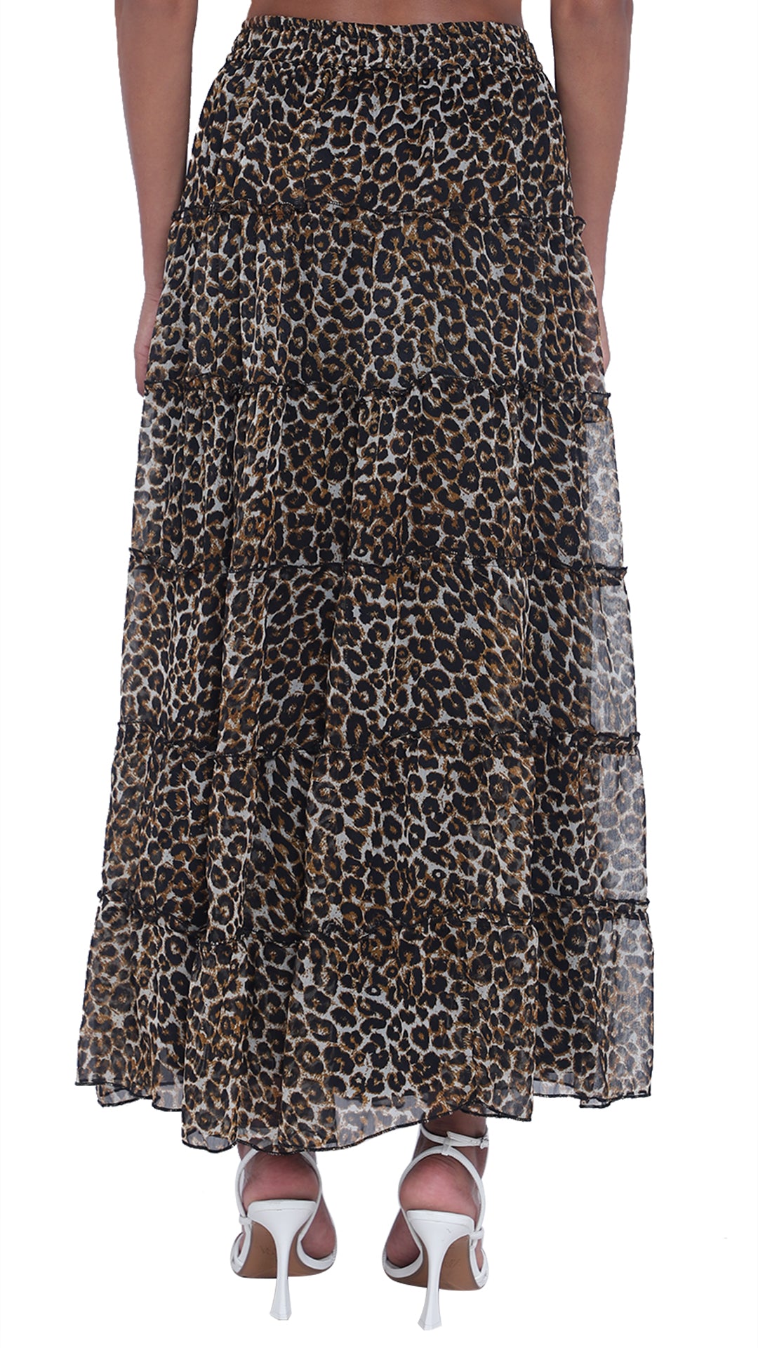 Printed 6-Tiered Long Skirt