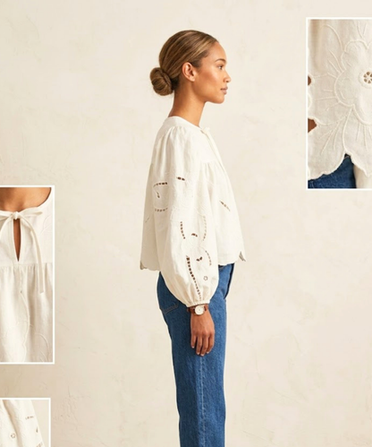 Women’s Cotton Schiffli Embroidered Top | Wholesale | Viigobella