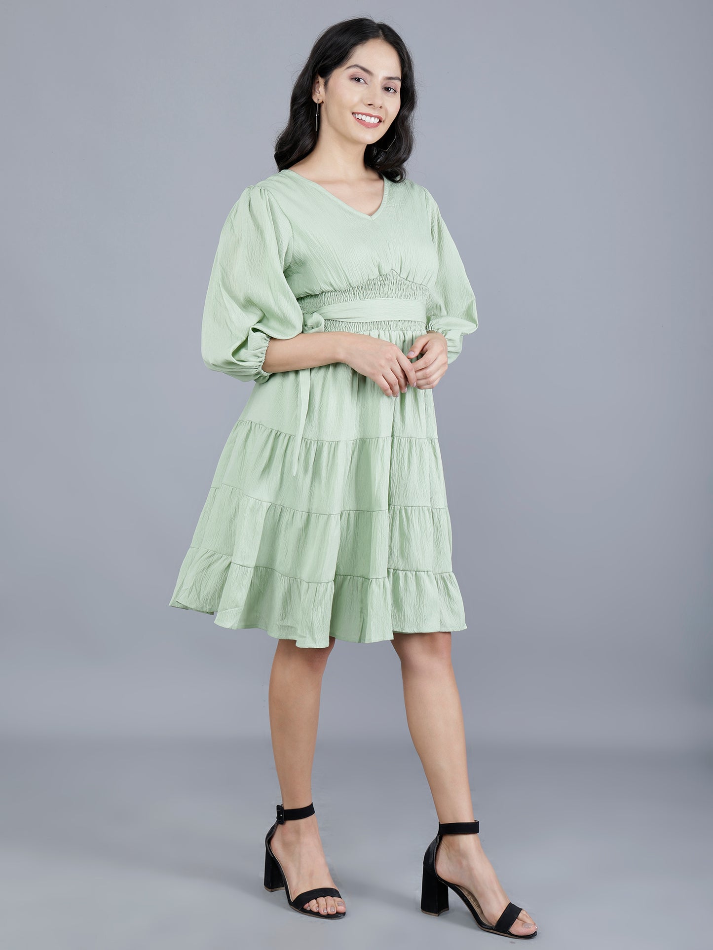 Poly Crepe Wrinkle Short Dress | Women’s Apparel Manufacturer & Exporter