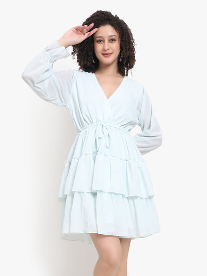 Solid 3-Tier Wrap Dress Manufacturer & Exporter