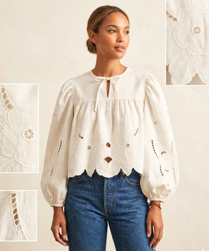 Women’s Cotton Schiffli Embroidered Top | Wholesale | Viigobella