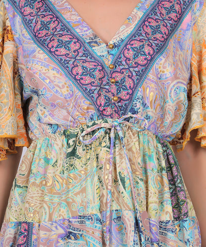 French Crepe Silk Mix and Match Long Dress Manufacturer | Ibiza resortwear Exporter - Olizzo India