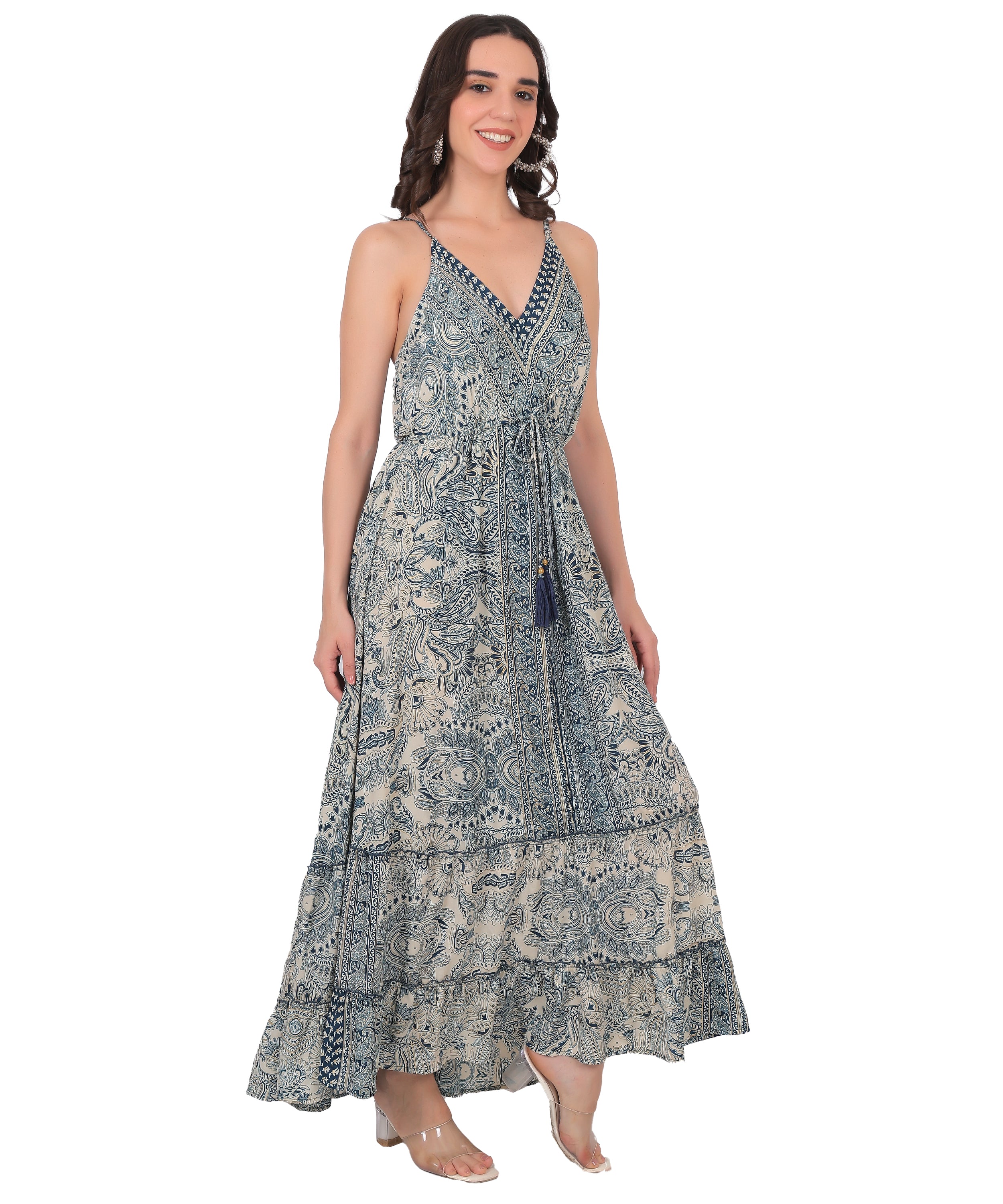 Boho Silk Long Dress Manufacturer & Exporter | Sleeveless Strap