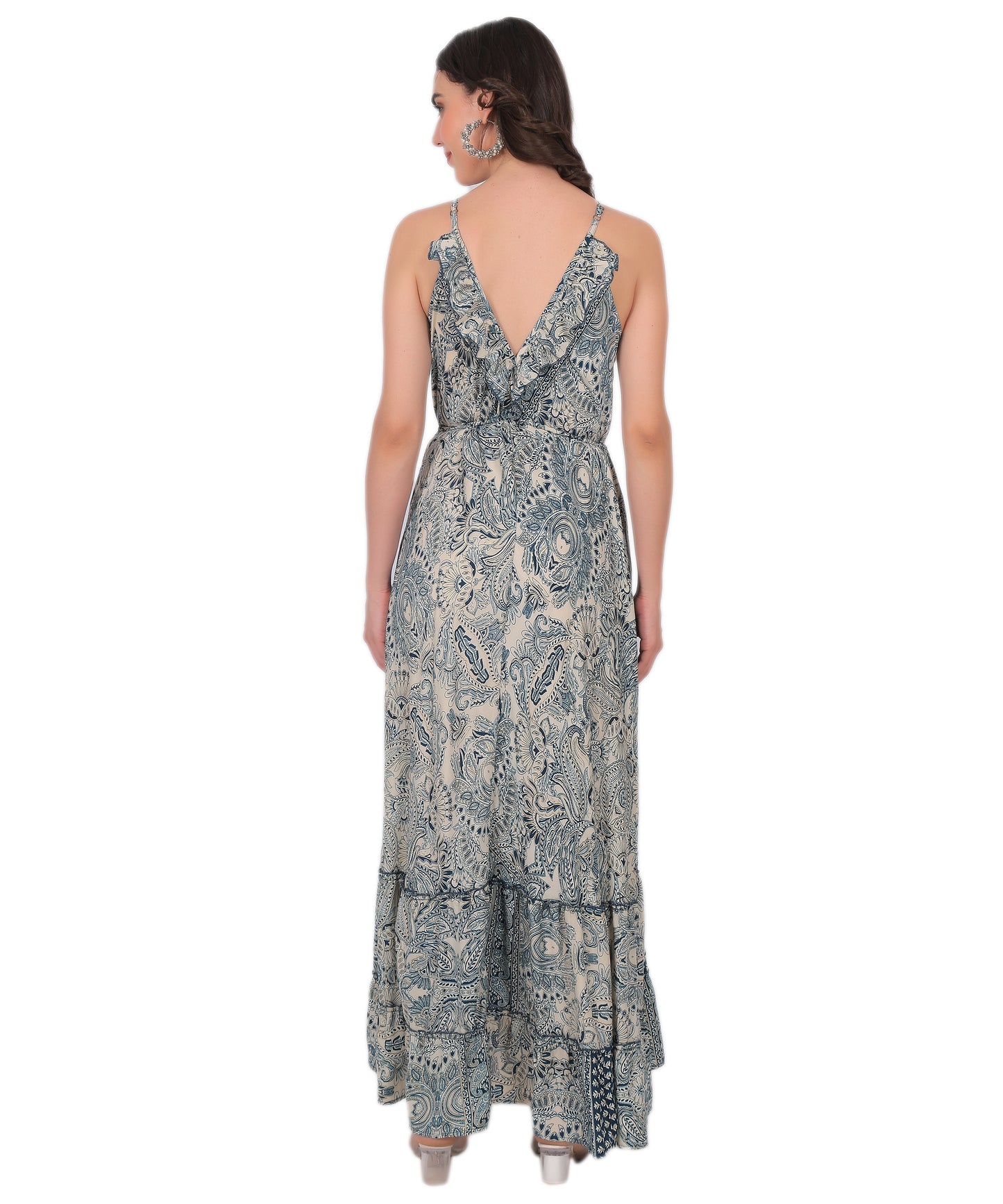 Boho Silk Long Dress Manufacturer & Exporter | Sleeveless Strap Dress - Olizzo India